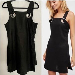 Style Mafia x Free People The Linen Shift Mini Dress Black Small
